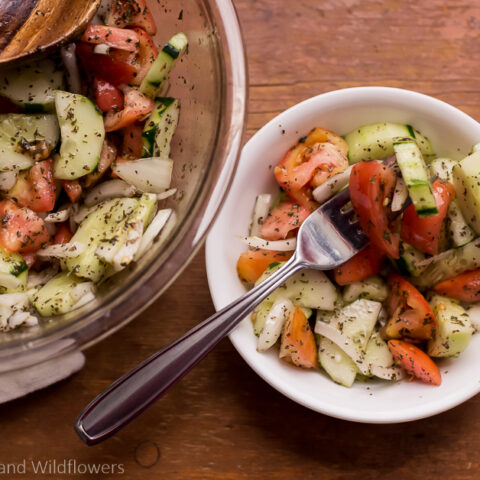 Cucumber Tomato salad-Linen and Wildflowers