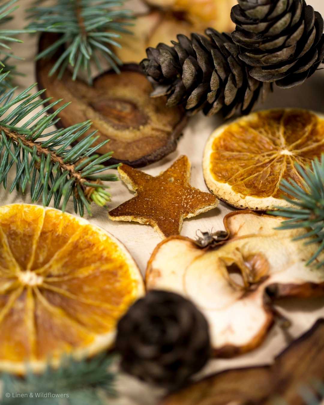How to Make Dried fruit for Christmas ornaments Linen and Wildflowers