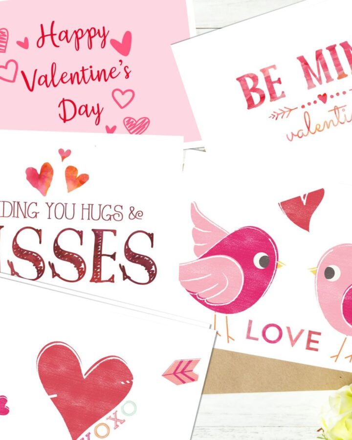 A photo of a collection printable valentine cards.